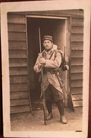 Cpa Photo, SOLDAT Du 144 ème RI Avec Arme, Paquetage (soldat DUHAU , Famille Du 64) - Weltkrieg 1914-18
