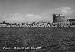 013351 "ORISTANO - LA SPIAGGIA DELLA GRAN TORRE"   ANIMATA.  CART  SPED 1954 - Oristano