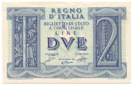 2 LIRE PROVA FRONTE (AZZURRO) BIGLIETTO DI STATO FASCIO 14/11/1939 SUP- - Regno D'Italia - Altri