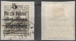 POLEN POLOGNE POLAND 1918 MI 14 USED POCZTA POLSKA  AUFDRUCK OVERPRINT DISPLACED -  On Cut - Gebraucht