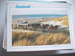 Nederland Holland Pays Bas Ameland Met Reddingsboot Paarden Door Duinen - Ameland