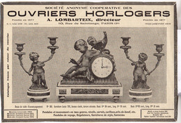 RARE PUB SUR PAPIER - 1930 - OUVRIERS HORLOGERS - COOPERATIVE - A. LOMBARTEIX DIRECTEUR - PARIS - Wanduhren