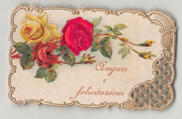 03107 "AUGURI E FELICITAZIONI- ROSE"    BIGLIETTO AUGURALE IN RILIEVO CON BORDO MERLETTATO - Otros & Sin Clasificación