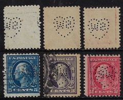 USA United States 1908/38 3 Stamp Perfin SW Heart The Stanley Works Black & Decker Tool Health Medicine Lochung Perfore - Andere