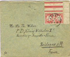 Bayern ZS56 II Paar Mit Seitenrand Auf Brief Obernzell/By Nach Boulogne S.M. Zum P.D. König Wilhelm II. Der HAL - Bavière