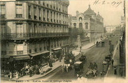 Paris * 8ème * La Rue De Rome Et Le Collège Chaptal * Diligence Attelage * Magasin Commerce Chaptal - Paris (08)