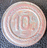 Petit Jeton Monétaire 10 Centimes En Laiton (oxydé) - Monétaires / De Nécessité