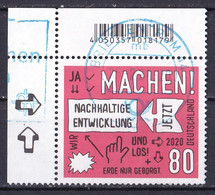 (3525) BRD 2020 O/used (Eckrand Oben Links Mit EAN) (A1-16) - Gebraucht