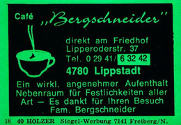 1 Altes Gasthausetikett, Café „Bergschneider“, Fam. Bergschneider, 4780 Lippstadt, Lipperoderstr. 37 #2368 - Scatole Di Fiammiferi - Etichette