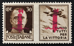 ITALY - R.S.I. - Propaganda Di Guerra Emiss. Di Firenze Sassone N. 43 (Lilla Carminio) - Cat. 240 Euro - Linguellato MH* - War Propaganda