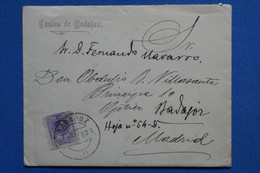 AC9 ESPANA  BELLE LETTRE   1912  CASIINO BADAJOZ MADRID   + + AFFRANCHISSEMENT INTERESSANT - Storia Postale