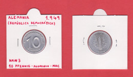 ALEMANIA (REPÚBLICA DEMOCRÁTICA)  10  PFENNIG  1.949  KM#3 ALUMINIO  MBC/VF   DL-12.794 - 10 Pfennig