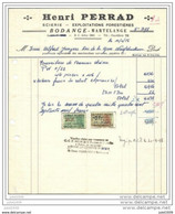 BODANGE ..-- 1956 . Facture De La SCIERIE Henri PERRAD Vers Firme Alfred YUNGERS De NEUFCHATEAU . - Fauvillers