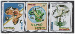 Sénégal 2003 Le NEPAD Rose Blume Flower Map World Trade Center Dove Colombe Taube Boot Boat Bateau Fleur 3 Val. RARE MNH - Senegal (1960-...)