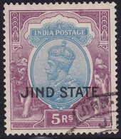 INDIA JIND 1928 SG #100 5r Used Wmk Mult.Stars CV £50 - Jhind