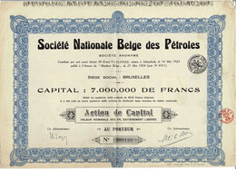 - Titre Ancien - Société Nationale Belge Des Pétroles - Titre De 1924 - - Petrolio