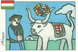 Cpm 1618 ERGON - Les Pays Européens - Hongrie - Festicart - Vache - Rubick's Cube - Homme - Illustrateurs - Illustrateur - Ergon