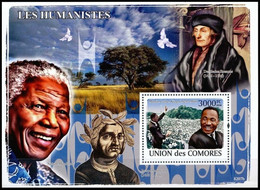 Comores Les Prix Nobel/De Nobelprijzen Martin Luther King (paix / Vrede)- Nelson Mandela- Jacques Sannazar - Érasme - Martin Luther King
