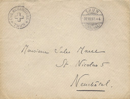 1897- Enveloppe De THUN / CASERNE  + Cachet Militaire De THUN  Pour Neuchâtel  ( Courrier à L'intérieur ) - Poststempel