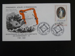 Lettre FDC Bicentenaire Revolution Francaise Esclavage Navire Négrier Champagney 70 Haute Saone 1989 - Franz. Revolution