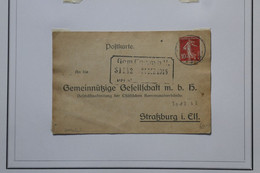 AC10   ELSASS ALSACE BELLE LETTRE 1918 DURRENBACH  POUR STRASBOURG+ + AFFRANCH. PLAISANT - Autres & Non Classés