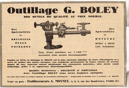 RARE PUB SUR PAPIER - 1927 - OUTILLAGE G. BOLET - ÉTAUX - POINCONS - BRUCELLES - TOUR DE PRECISION - A. MOYNET - PARIS - Supplies And Equipment