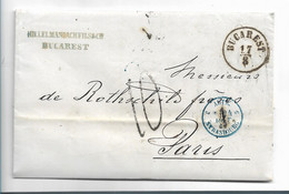 Rum124 / RUMÄNIEN - Bucarest 1868 Nach Paris - 1858-1880 Moldavia & Principality