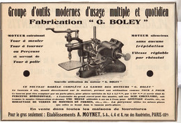 RARE PUB SUR PAPIER - 1927 - OUTILS MODERNES USAGE MULTIPLE ET QUOTIDIEN - G. BOLEY - ETABL. A. MOYNET -  PARIS - Materiales