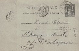 GARD - NIMES - ENTIER POSTAL - SAGE - 10c - REPIQUAGE PRIVEE - NEGRE-BERGERON & BRUNETON - NIMES - 5-9-1894. - 1877-1920: Periodo Semi Moderno