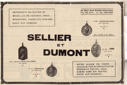 RARE PUB SUR PAPIER - 1927 - MEDAILLES RELIGIEUSES - CHAPELETS - SELLIER ET DUMONT - PARIS - Pendenti