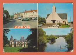 D44 - BOUAYE - LA PLACE-L'ÉGLISE-LE CHÂTEAU-LA RIVIÈRE -Nombreux Véhicules Anciens-Hôtel Du Commerce-CPM Grand Format - Bouaye