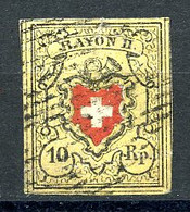 Switzerland, 1850, 10 Rp. Heraldry, Schweizer Wappen Mit Posthorn, Rayon II, Used, Michel 8 Type II - 1843-1852 Kantonalmarken Und Bundesmarken