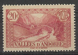 Andorra Fran. 1932 Paisajes 20 C Ed:30 (* Sin Goma) - Neufs