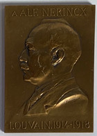 Médaille Bronze. Alf. Neirincx. Louvain 1914-1918. Ses Concitoyens Reconnaissants. F. Vermeylen - Professionals / Firms