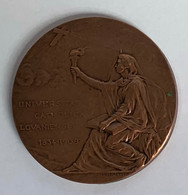 Médaille Bronze. Université Catholique De Louvain 1834-1909. 75e Anniversaire De La Réinstallation. F. Vermeylen - Professionali / Di Società