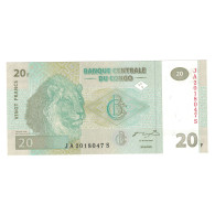 Billet, Congo Democratic Republic, 20 Francs, 2003, 2003-06-30, KM:94a, SPL - République Du Congo (Congo-Brazzaville)