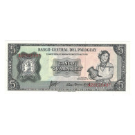 Billet, Paraguay, 5 Guaranies, 1952, 1952-03-25, KM:195b, NEUF - Paraguay