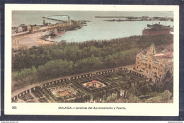 SPAIN MALAGA.MALAGA Jardines Del Ayuntamiento Y Puerto Aerial View Unused - Málaga