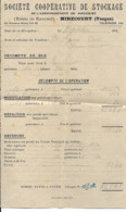 88 - Mirecourt - Coopérative De Stockage - Bordereau De Livraison De Blé - 1900 – 1949