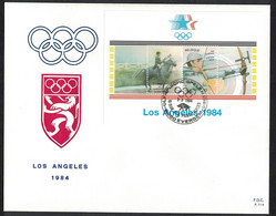Belgium Olympic Games 1983 Los Angeles MS FDC 1984 SG#MS2784 MI#2173-2174 - Used Stamps