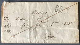 France Griffe P.20P. DIJON Sur Lettre 25.9.1828 Pour Dijon (local) - (W1518) - 1801-1848: Precursores XIX