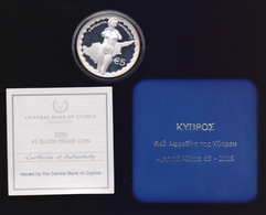 CYPRUS 2015 APHRODITE ISSUE COMMEMΟΡΑΤΙVΕ SILVER COIN IN  BANK CASE/CERTIFICATE - Chypre