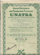 ACTION DE DIVIDENDE -UNION NATIONALE DES TPTS FLUVIAUX UNATRA -SOCIETE CONGOLAISE - ANNEE 1925 - Transports