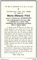 WISEMBACH ..-- Mme FOX Mélanie , Veuve De BOSENDORF Alphonse , Née En 1886 , Décédée En 1972 . - Fauvillers