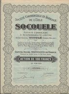 ACTION DE 100 FRANCS - SOCIETE COMMERCIALE ET AGRICOLE DE L'UELE "SOCOUELE' CONGO -BELGE -ANNEE 1927 - Africa