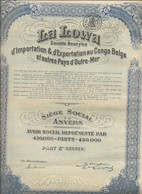 LA LOWA  - SOCIETE D'IMPORTATION ET EXPORTATION AU CONGO BELGE ET AUTRES PAYS D'OUTRE - MER -AVOIR SOCAL 1928 - Afrika