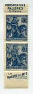 !!! 50 C JEANNE D'ARC PAIRE VERTICALE  AVEC BANDES PUB FALIERES / VACHE QUI RIT NEUF ** - Unused Stamps