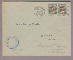 CH Portofreiheit Zu#4 2x5Rp. Kl#335 Brief Der Einwohner Armenpflege Winterthur 1922-06-01 - Portofreiheit