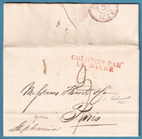 Lac De Richmond 1826 Marque Rge COLONIES PAR/LE HAVRE Pour Paris + "9"  + Bateau "Stephania (texte Sur Le Tabac) - …-1845 Prephilately