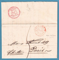 Lac De New Orléan 1829 Càd /LE HAVRE Pour Paris + "5"  + Bateau Gibraltar (texte Sur Le Tabac) - …-1845 Prephilately